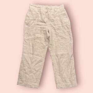 Chicos %100 Linen Paper Bag Pants